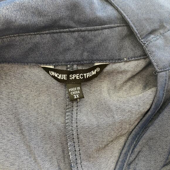 Unique Spectrum Blue Chambray faux button down Blouse Plus size womens 3XL top - Picture 5 of 5